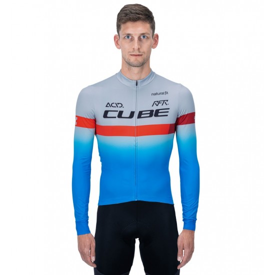2020 CUBE Blauw Pro Team Fietskleding Wielershirt Lange Mouw 378JYRE