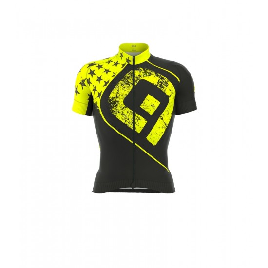 ALE PRR STARS Wielershirt Korte Mouw Fluo Geel