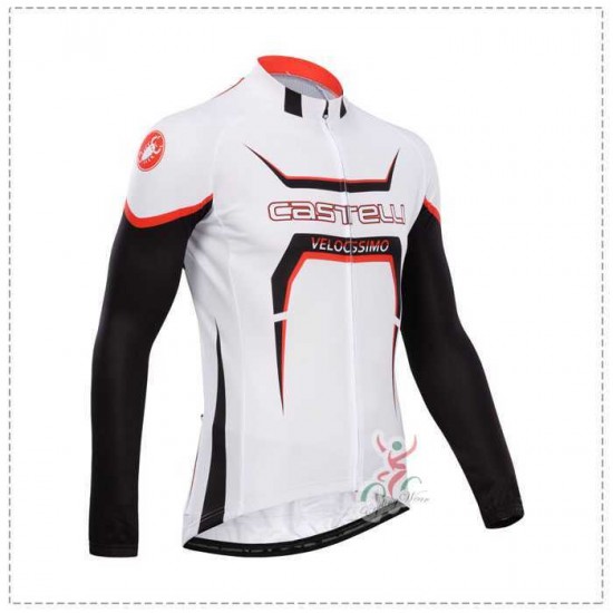 Castelli 2014 Fietskleding Wielershirt Lange Mouw Wit Zwart Rood