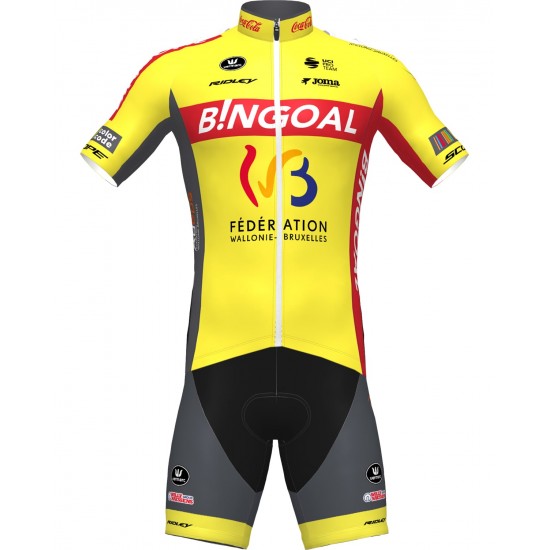 Wielerkleding Profteams 2020 WALLONIE-BRUXELLES Fietskleding Set Wielershirt Korte Mouwen+Fietsbroek Korte Geel