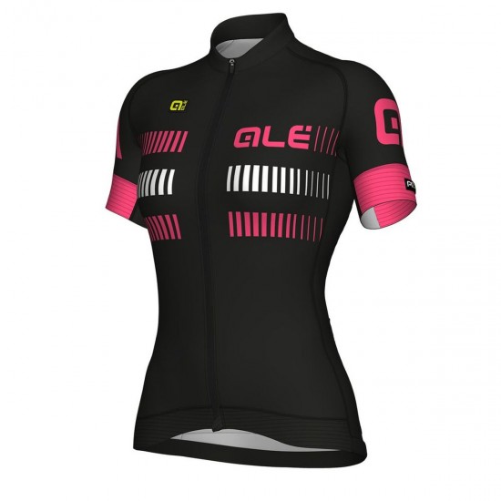 Dames Ale Graphics PRR Strada-Zwart Roze Wielershirt Korte Mouw