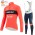 Fietskleding Profteams Winter Fleece Trek Segafredo 2022 Pro Wielerkleding Fietsshirt Lange Mouw+Lange Fietsbroek Bib rood rIb